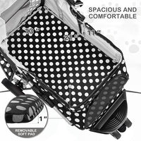 MoNiBloom 3 Wheels Pet Dog Cat Stroller for Small Medium Dogs Cats, Foldable Jogger Stroller w/Storage Basket and Cup Holder, Black Polka Dots