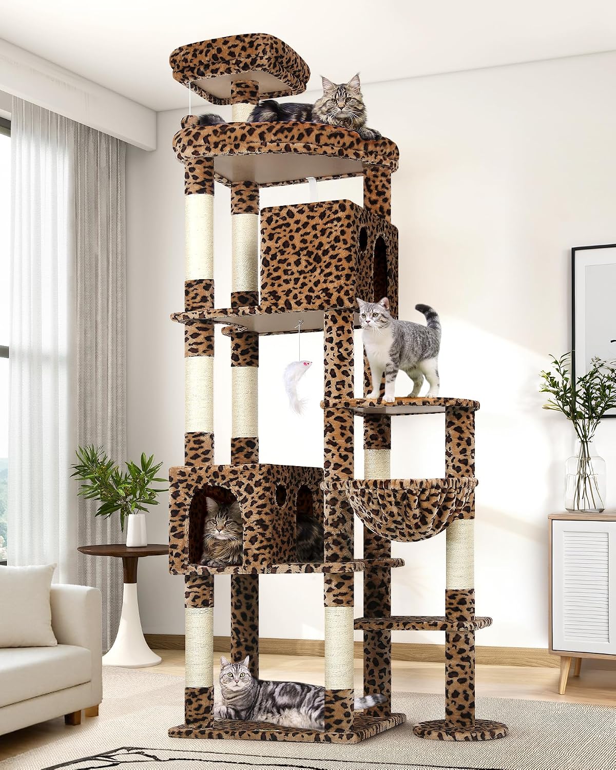 Globlazer Giant Cat Tree for Indoor Large Cats, F83 - 83inch / Leopard Print