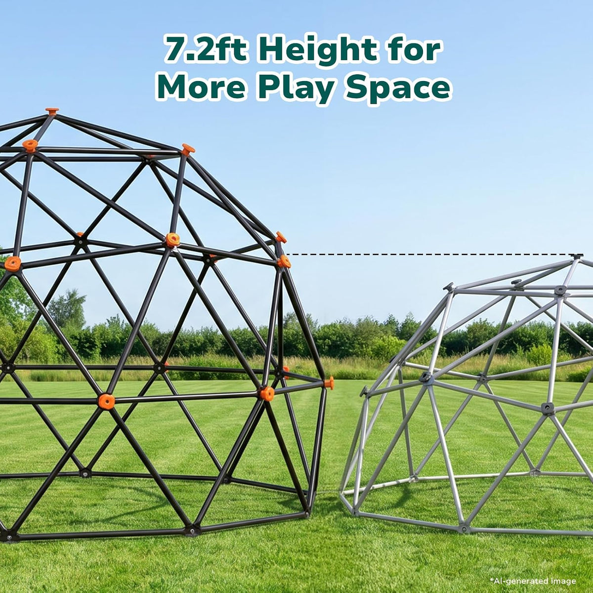 Hapfan 10 ft climbing dome with saucer swing for kids 3-12 - view 7