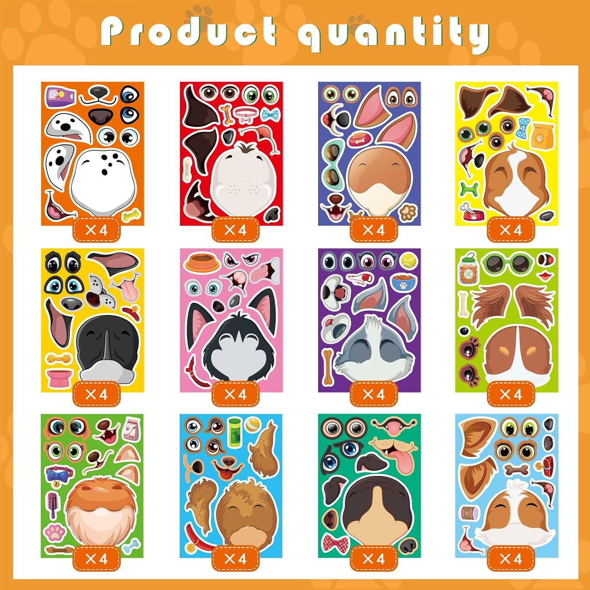 48PCS Halloween Make-a-face Stickers Halloween Characters Stickers - Dog - image 4