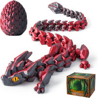 3D Printed Dragon Eggs with Dragon Inside - Black Red