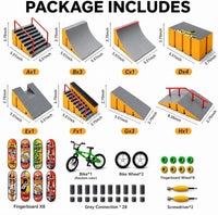 RNGODO 14-in-1 fingerboard skatepark set with ramps, rails, 8 finger skateboards and finger bike - view 6