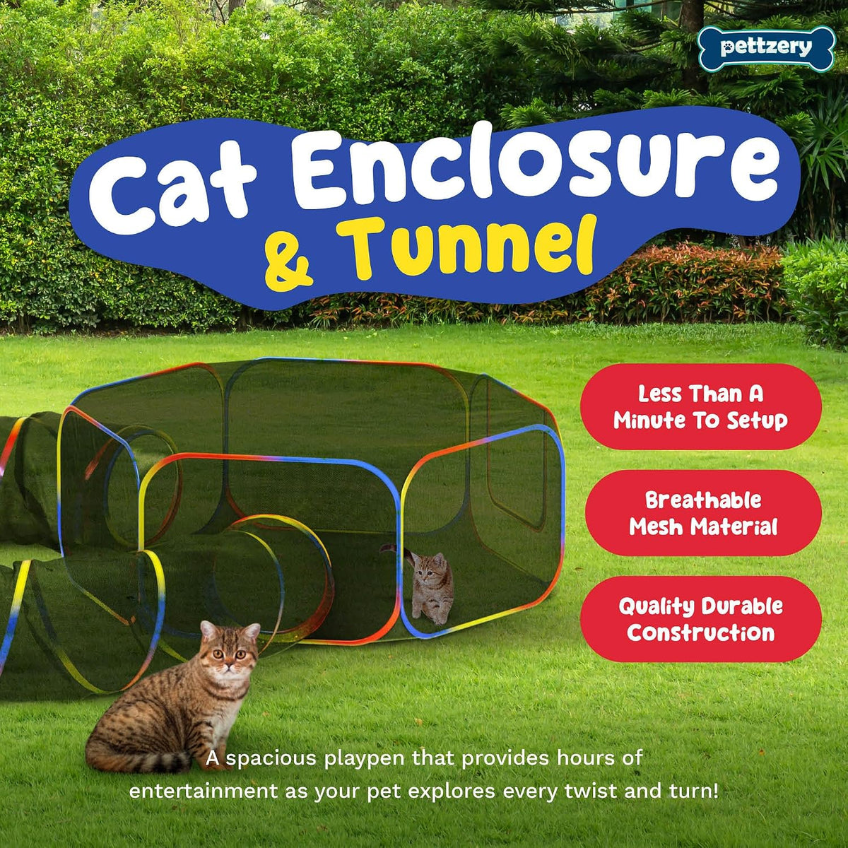Outdoor Cat Enclosure, Portable Catio Playground for Cat Run - image 2