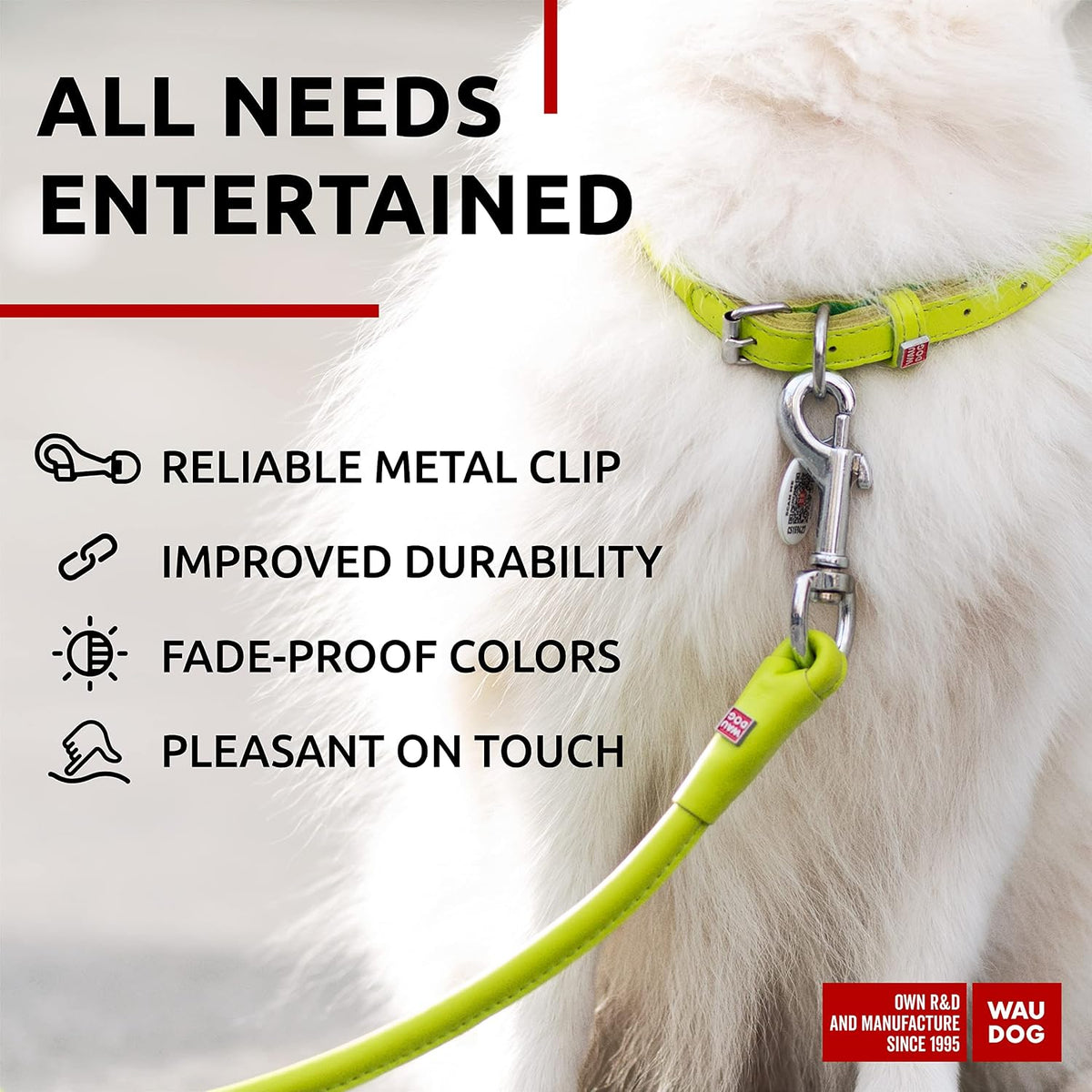 WAUDOG Rolled Leather Dog Leash 4Ft * 0.3 in for Small Medium - Green / 4Ft * 0.3 in - image 4
