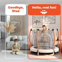 Happin 55’’ Trampoline for kids Safety Enclosure - Beige-Orange / Classic - image 2