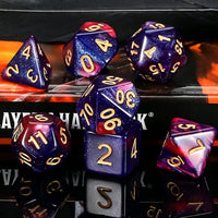 QMAY DND Dice Set - 7Pcs Blue Mix White Polyhedral Dice with Black Dice Bag – Fun for Kids & Family - Blue Purple Nebula - image 4