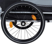 Blue-Grey Large Folding Bike Trailer for Dogs – Heavy-Duty Steel Frame, 66LB Capacity Pet Carrier for All-Terrain Cycling, Jogging & Camping Adventures!