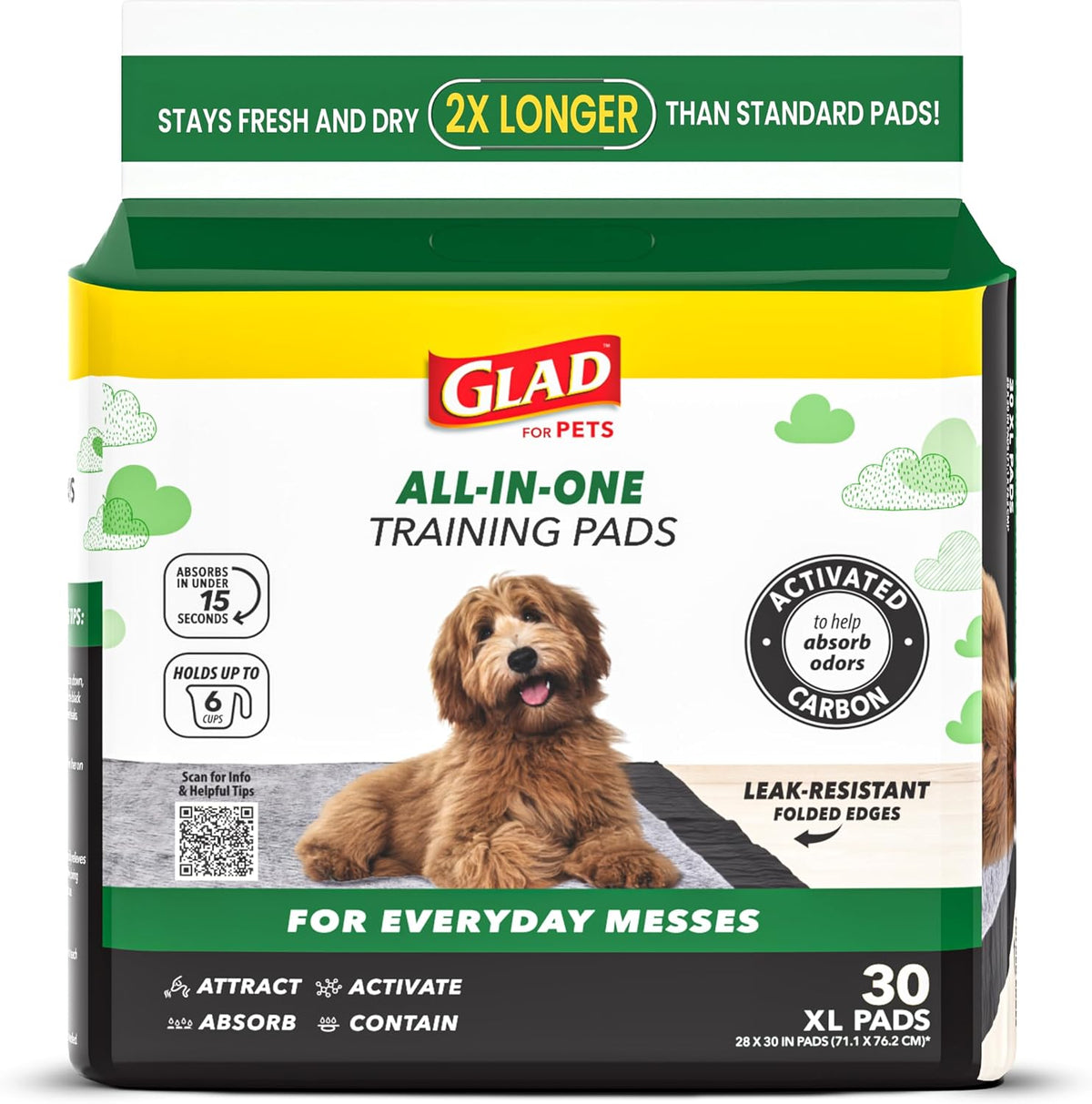 Glad for Pets, Activated Carbon Disposable, Dog Pee Pads - X-Large / 30.0