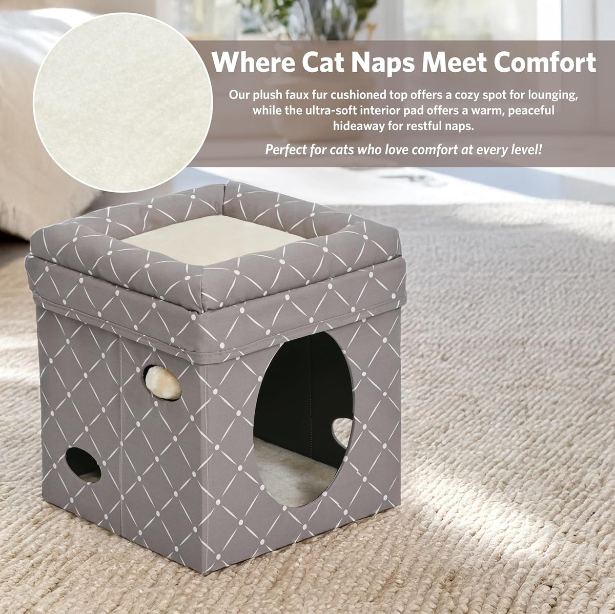 MidWest Homes for Pets Feline Nuvo Curious Cat Cube - Mushroom / Small - image 3
