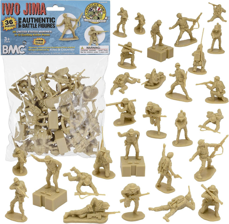 BMC WW2 Iwo Jima US Marines Plastic Army Men - Tan
