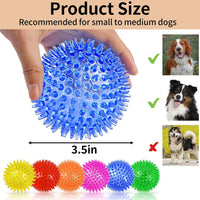 6 Pack Squeaky Spiky Dog Balls, Puppy Chew Toys for Teething - Medium - image 2