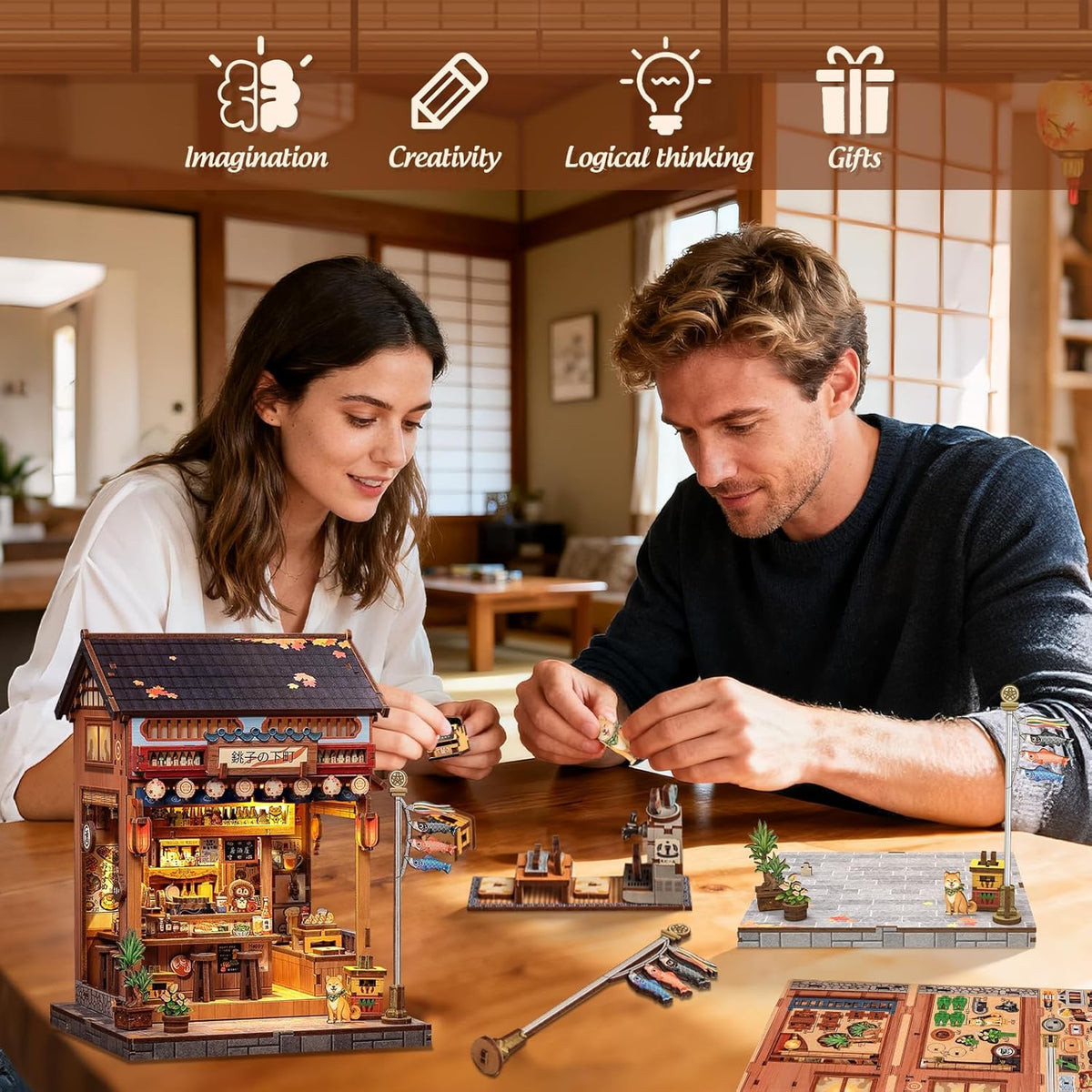 Cutefun Book Nook Kit - DIY Miniature Dollhouse Kit for Adults and Teens – Fun for Kids & Family - Izakaya Shop - image 4