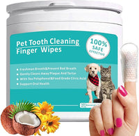 Teeth Cleaning Wipes for Pets 50Pcs ，Dog & Cat Teeth Cleaning Wipes，Pet Teeth Cleaning Finger Mitt Dental Wipe，Pet Teeth Cleaning Finger Wipes，Natural Formula Finger Grooming Wipe for Pets