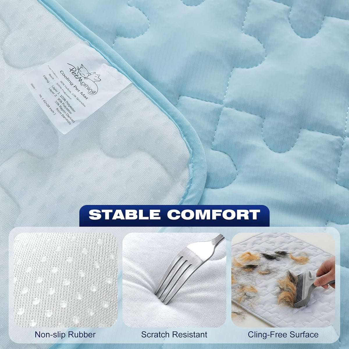 Cooling Dog Mat Large, Breathable 3D Mesh No-Gel Pad - Blue / 36" * 23" - image 3