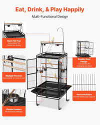 VEVOR Bird Cage, Flat Top - Black / 32.7"L x 31.1"W x 82.7"H - image 4