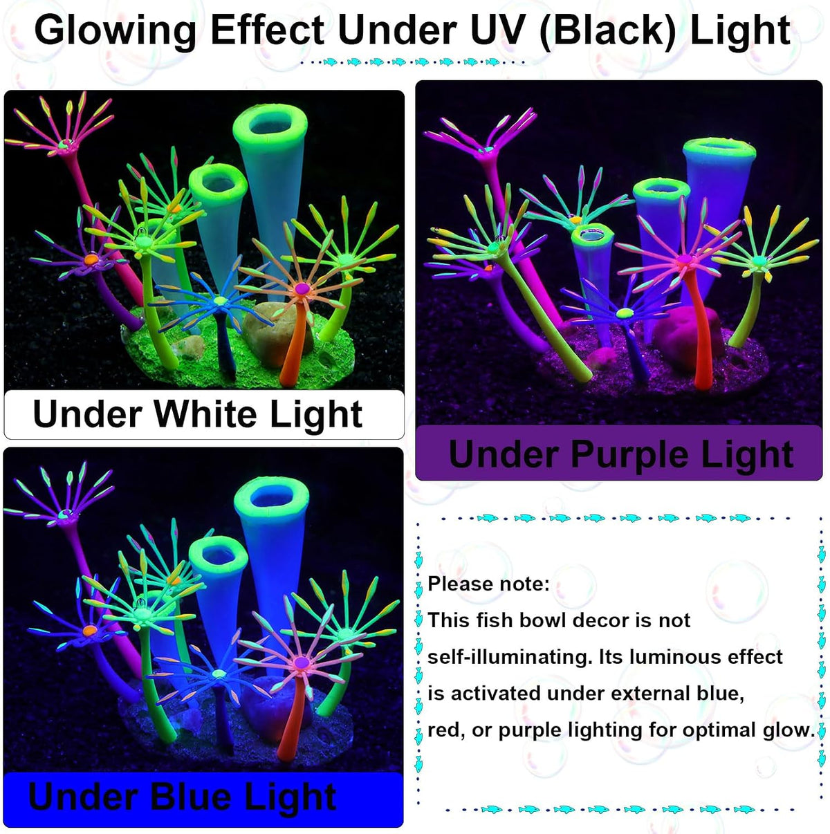 2pcs Silicone Glowing Effect Aquarium Fish Tank Decorations - Green - image 4