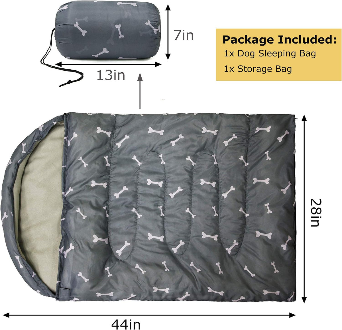 Dog Sleeping Bag Waterproof Warm Packable Dog Bed with Storage Bag - Grey-Bone - image 2