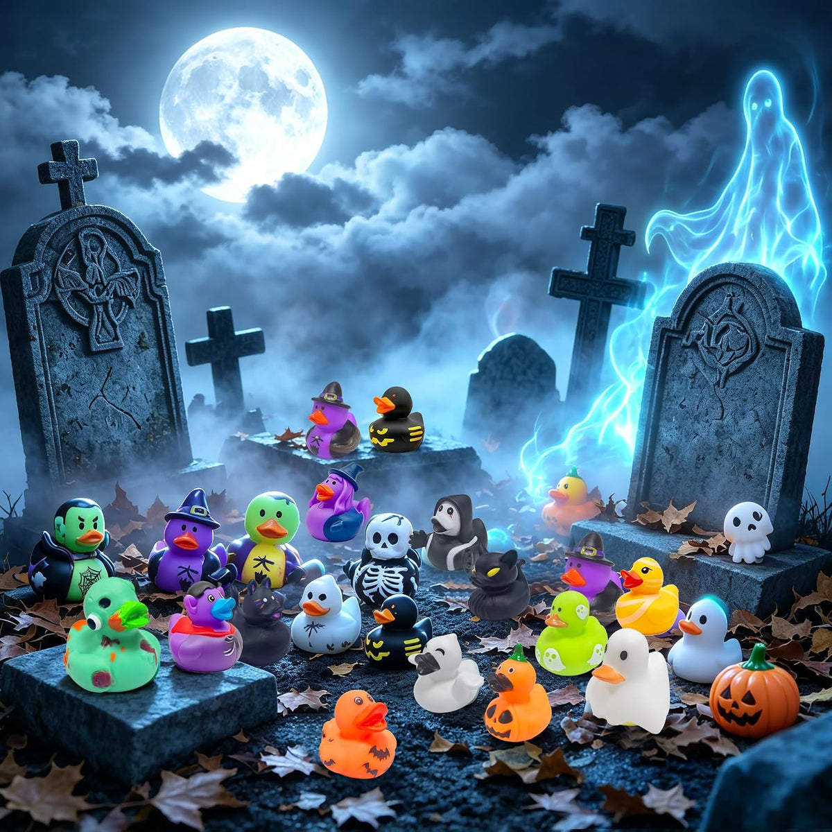Holydeck 27-piece Halloween rubber ducks in 17 spooky styles with gift cards - view 7