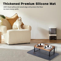 Upgraded Elevated Cat Bowls with Food Mat - Brown-2Bowls - image 3