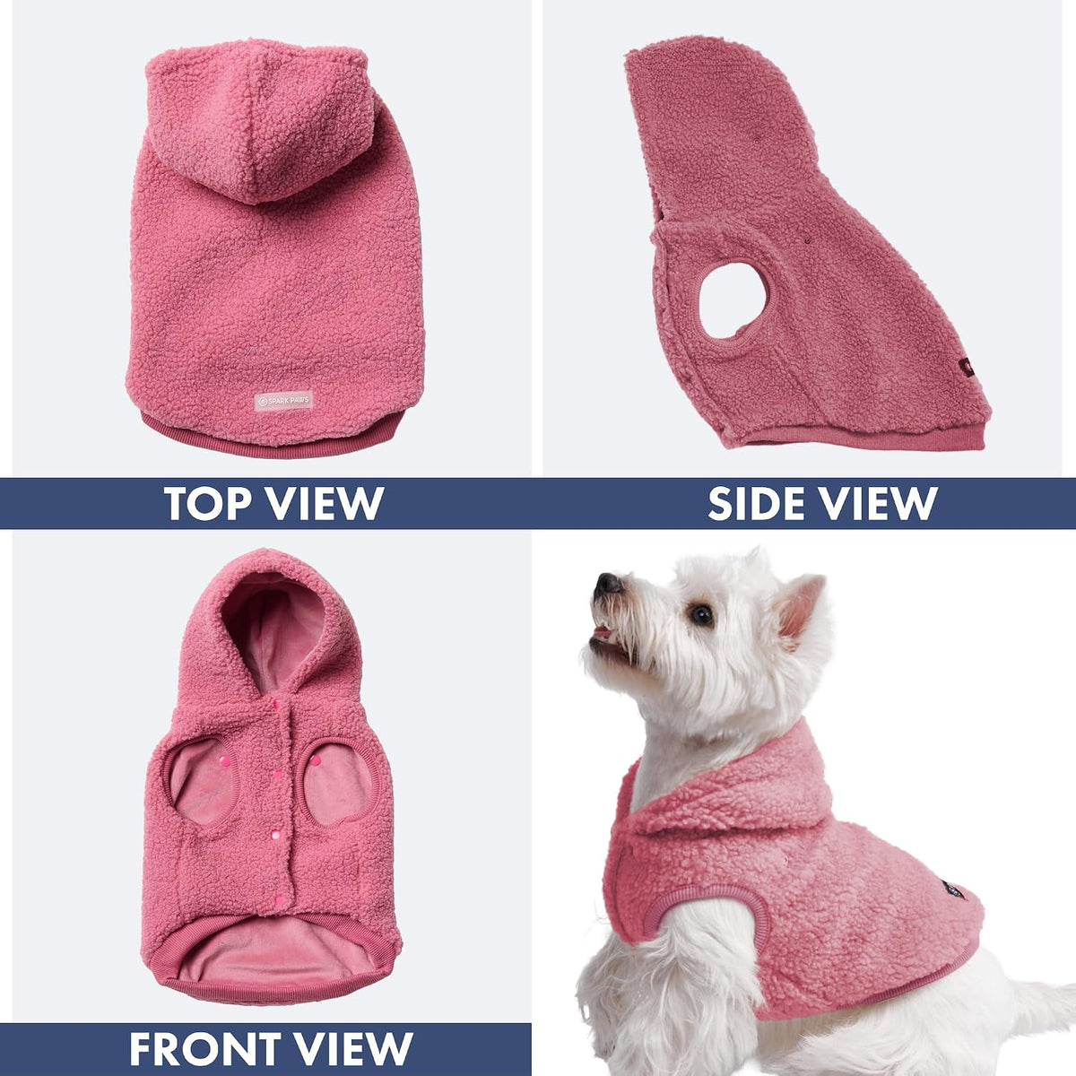 Spark Paws Fleece Dog Hoodie - Dark Pink / 3XL - image 4