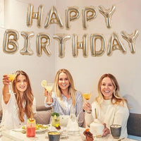 TONIFUL 16 Inch Black Happy Birthday Balloons Banner Decorations - Champagne Gold - image 4