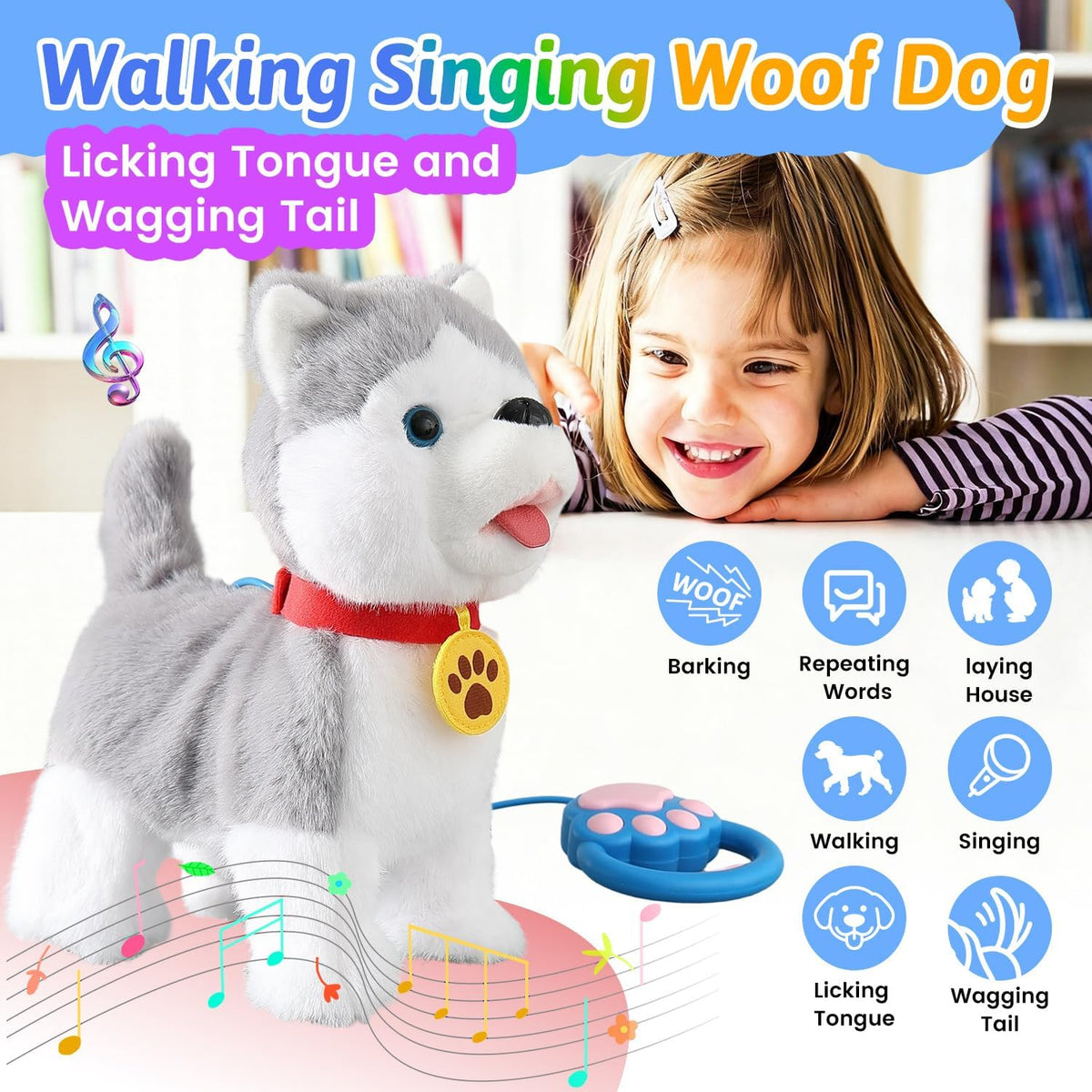 Marsjoy Samoyed Walking Dog Toy for Kids Singing Talking Puppy Barks - Husky - image 2