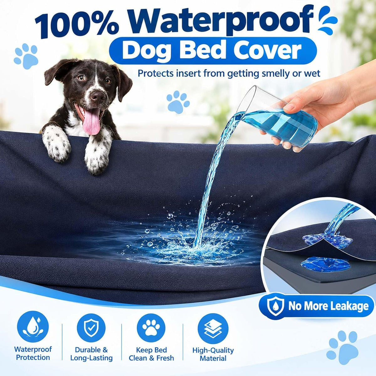 Dog Bed Covers Replacement Washable for Round & Donut Dog Bed 100% - Blue-45" x 45" x 11" - image 2