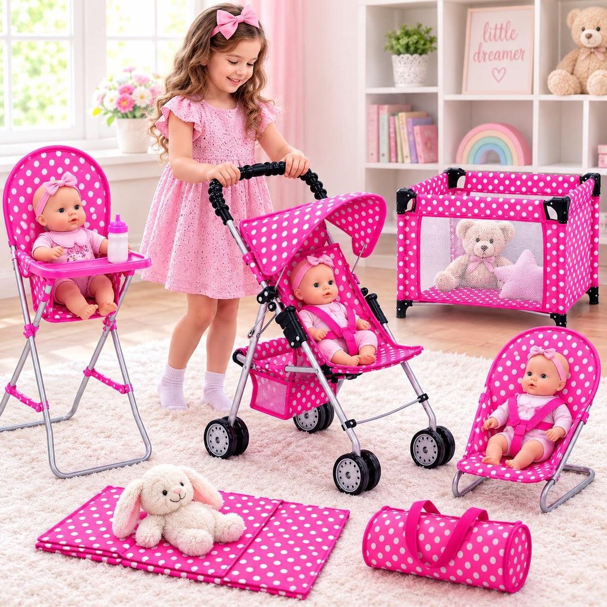 fash n kolor 4 Piece Doll Play Set, Includes - Pink - image 2