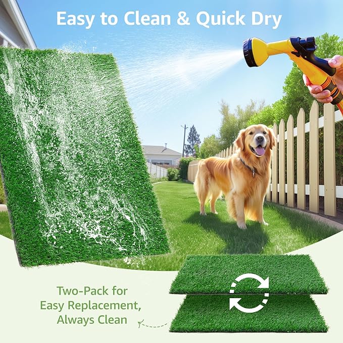 LOOBANI Dog Grass Pee Pads, Artificial Dog Grass Pads for Potty Tray, Fake Grass for Dogs to Pee On, Outdoor Indoor Pee Grass for Dog Potty (18*28 inch)