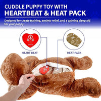 Pet Fit For Life Cuddle Pup Toy with Heartbeat & Heat Pack - USB Rechargeable Cuddly Dog Sleep Aid - Calming Comfort for Anxiety Relief - Safe, Huggable Pet Crate Training Aid - Extra Large
