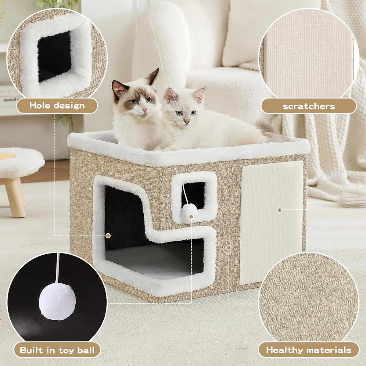 Cat Houses for Indoor Cats - Khaki‌ / Large - image 2