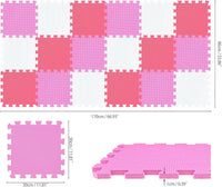 qqpp EVA Rubber 18 Tiles Interlocking Puzzle Foam Floor Mats - 18 Tiles / 3 White, Pink, Red - image 2