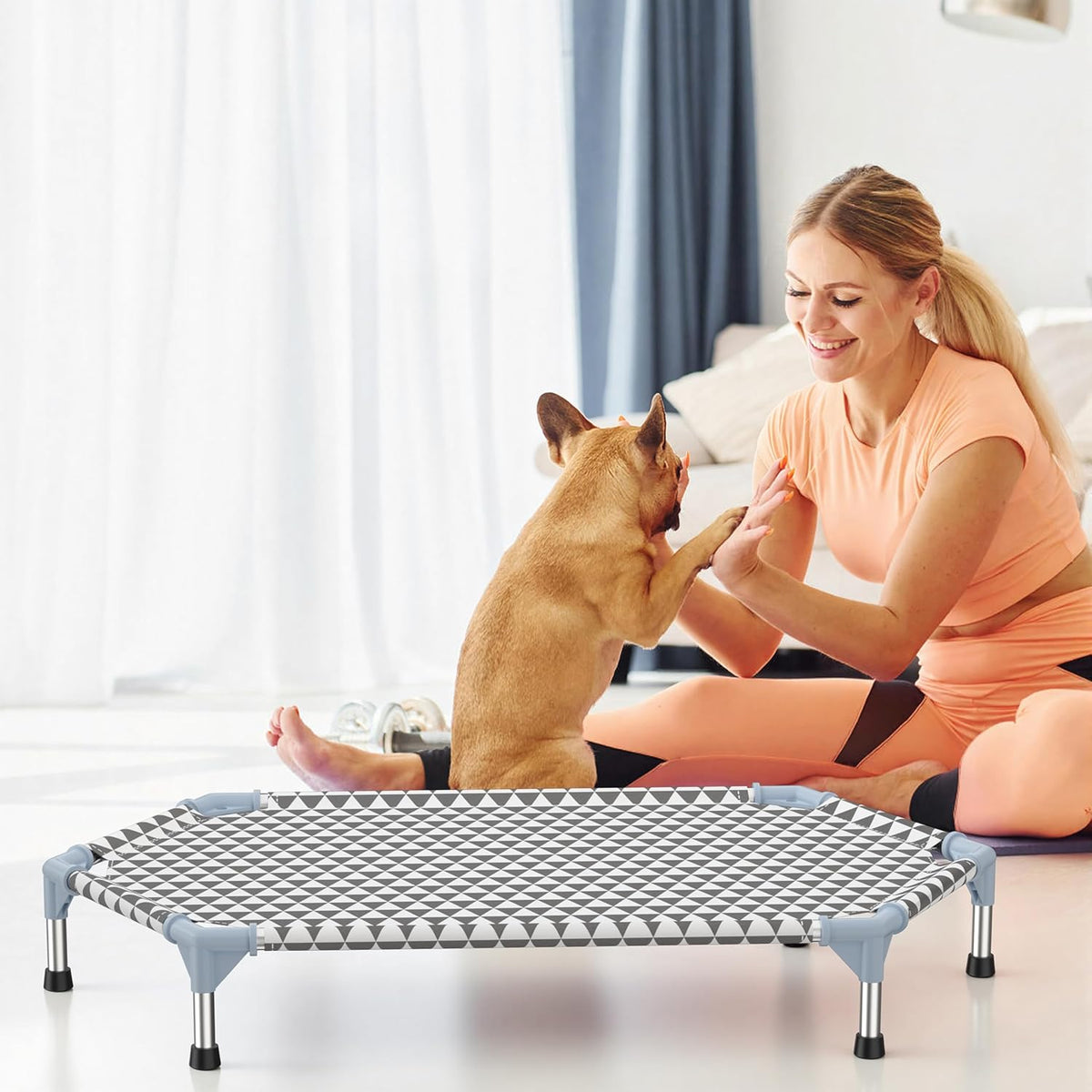 Kuntrust Elevated Outdoor Dog Bed, Medium Size, Cotton Material - Triangle / 6 sided Medium - image 4