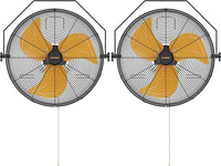 18 Inch Wall Mount Fan, Extended 6.6ft Power Cord, 360° Tilt Adjustment, 3-Speed, IP44 Industrial Commercial Wall Mounted Fan for Greenhouse, Garage, Workshop, Covered Patio, 2 Packs