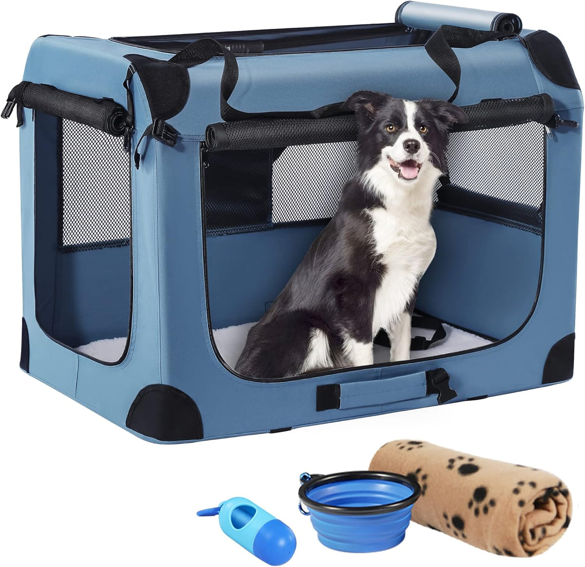 Portable Collapsible Dog Crate - Blue / 32.0"L x 23.0"W x 23.0"H