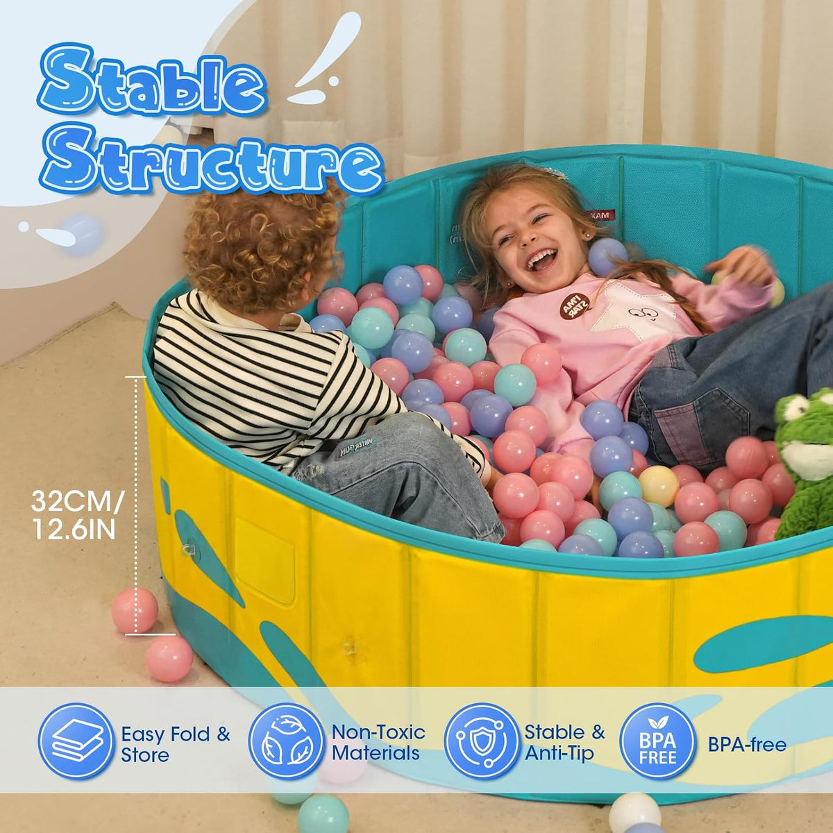 Peradix 48 inch foldable kiddie pool with blue sun canopy - view 6