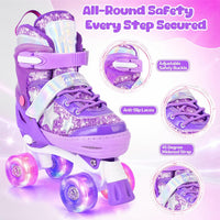 Kuxuan Adjustable Roller Skates with Fun Illuminating Rollerskate - Star Purple / Small - Little Kid(10C-13C) - image 2
