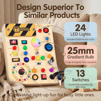 RichBoy Busy Boards, Lights Switch-Style, Wooden - Classic 6.7" x 5.3" - image 3