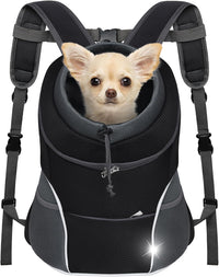 Dog Front Carrier Backpack, Adjustable Breathable Dog Backpack – Essentials for Dogs - Black / Medium (4.5-8lbs)