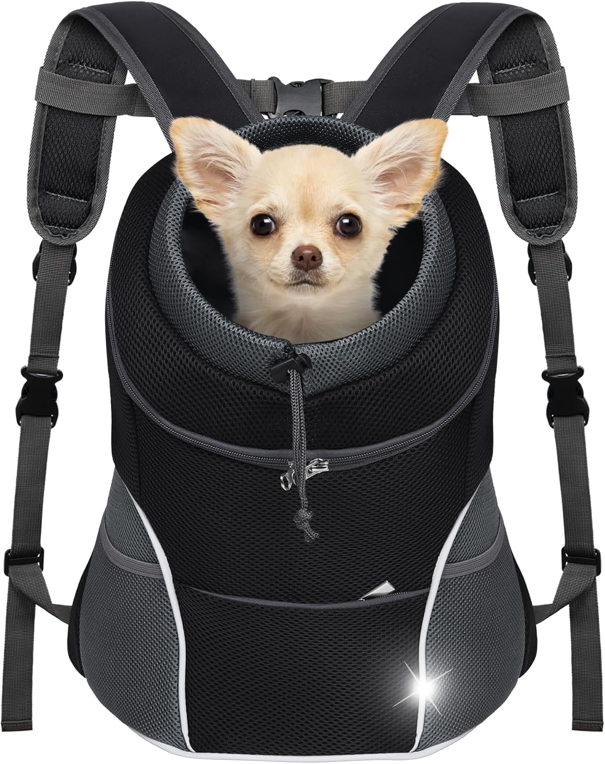 Dog Front Carrier Backpack, Adjustable Breathable Dog Backpack – Essentials for Dogs - Black / Medium (4.5-8lbs)