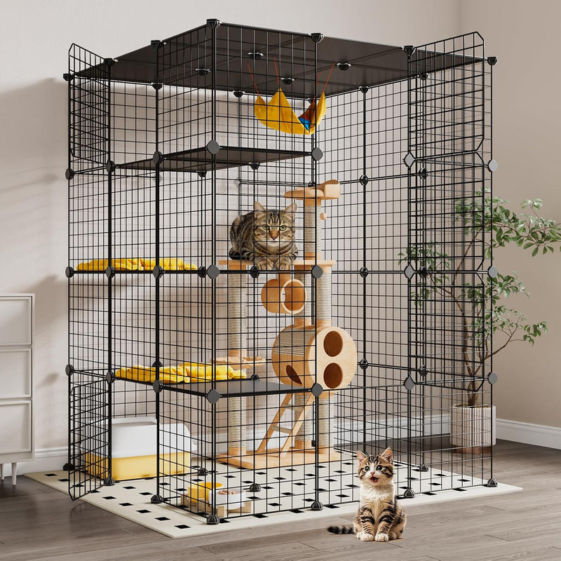Extra Large Cat Cage, 4-Tier Catio - 41.3"L x 41.3"W x 41.3"H