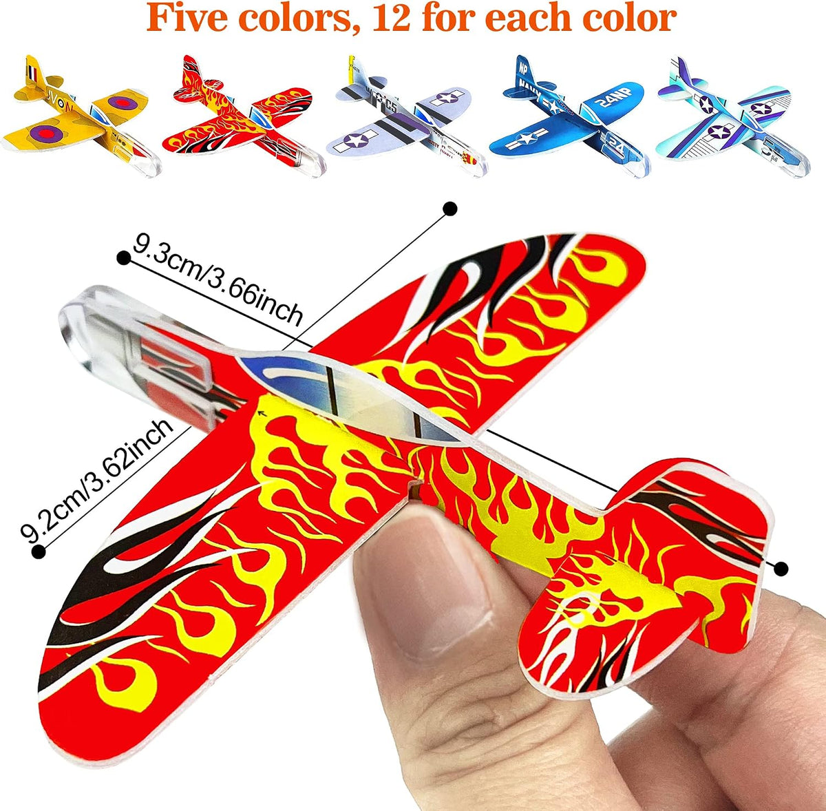 XIPEGPA 60 pack of colorful glider airplanes for kids to assemble and fly - view 3