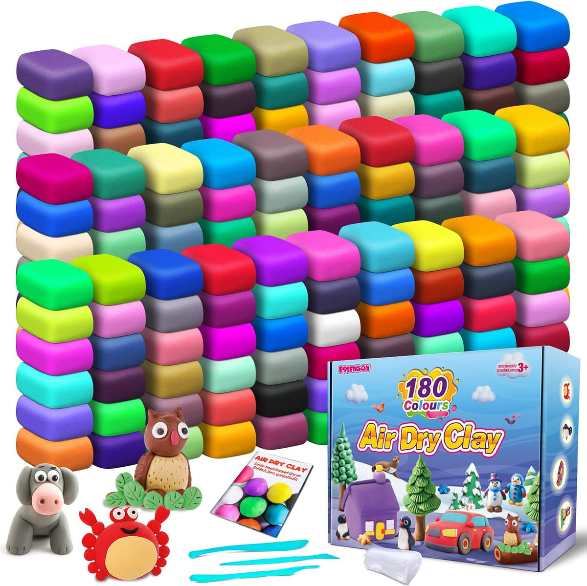 ESSENSON Air Dry Clay 150 Colors, Modeling Clay for Kids – Fun for Kids & Family - 180 Colors
