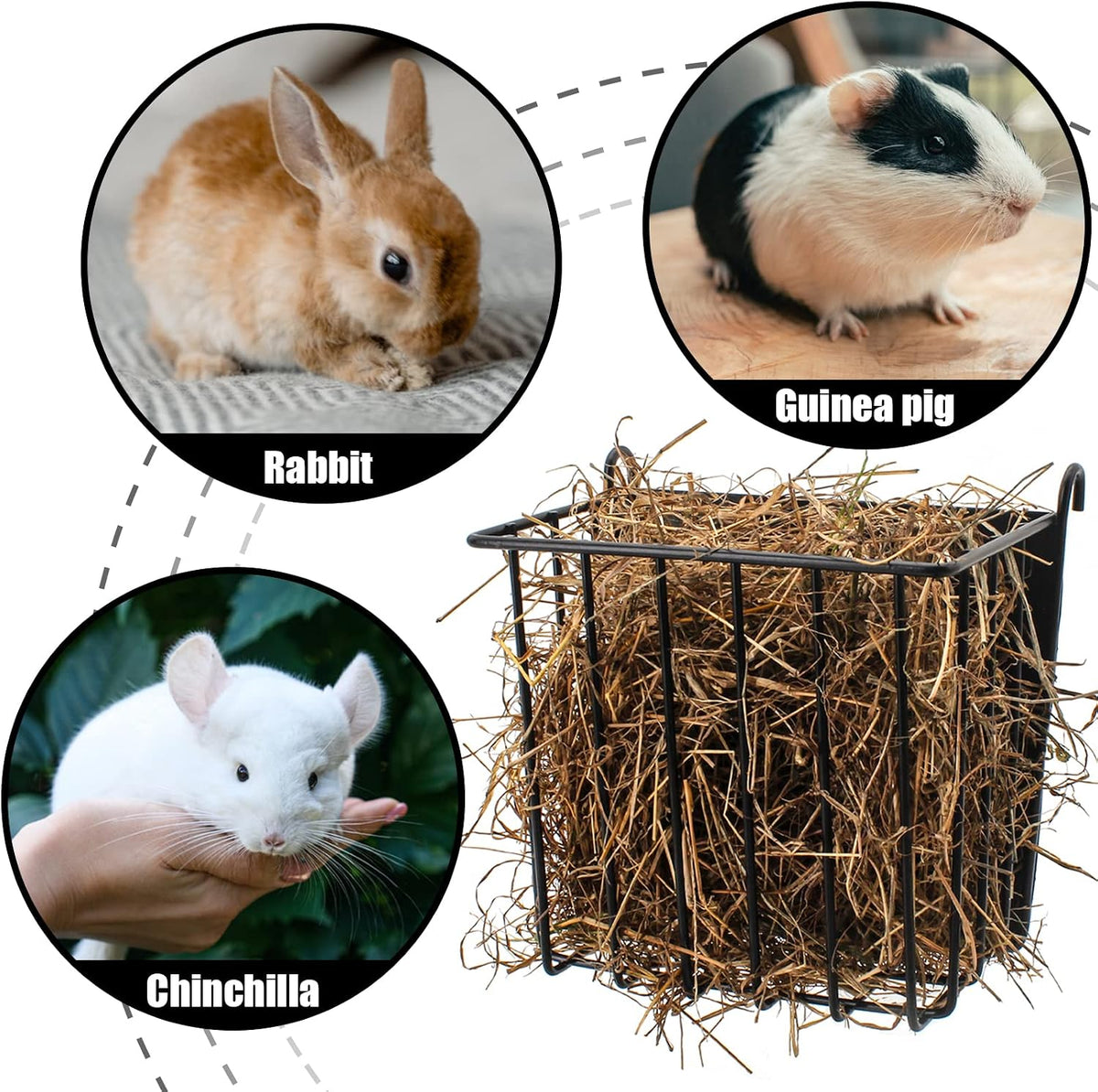 2PCS Rabbit Hay Feeder Guinea Pig Hay Feeder with Heavy-Duty Metal - 1 piece / black - image 3