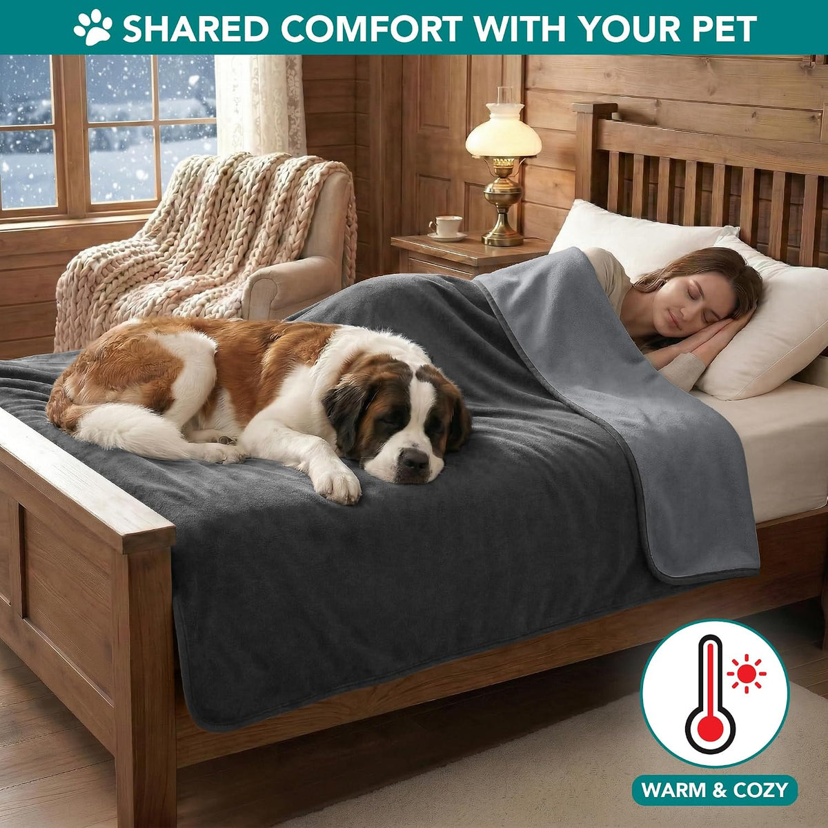 PetAmi Waterproof Dog Blanket, Leakproof Pee Proof Cat Blanket - Gray/Light Gray / Large (40x60) - image 4