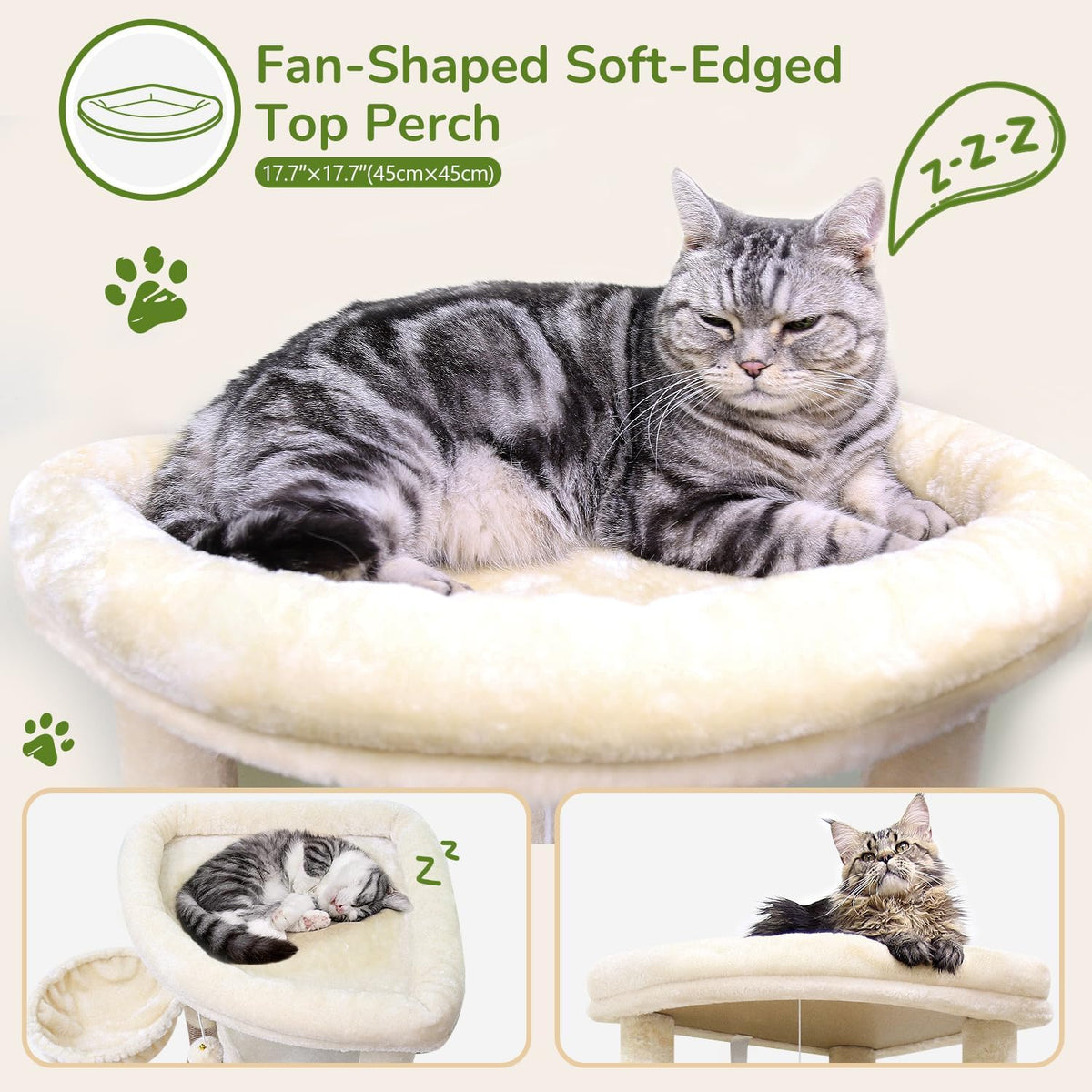 Globlazer Corner Stable Cat Tree Tower with Scratching Post, C51 - 51inch / Beige - image 3