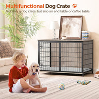 MAHANCRIS Dog Crate Furniture with Cushion - 39.4"L x 23.6"W x 27.5"H / Greige - image 2