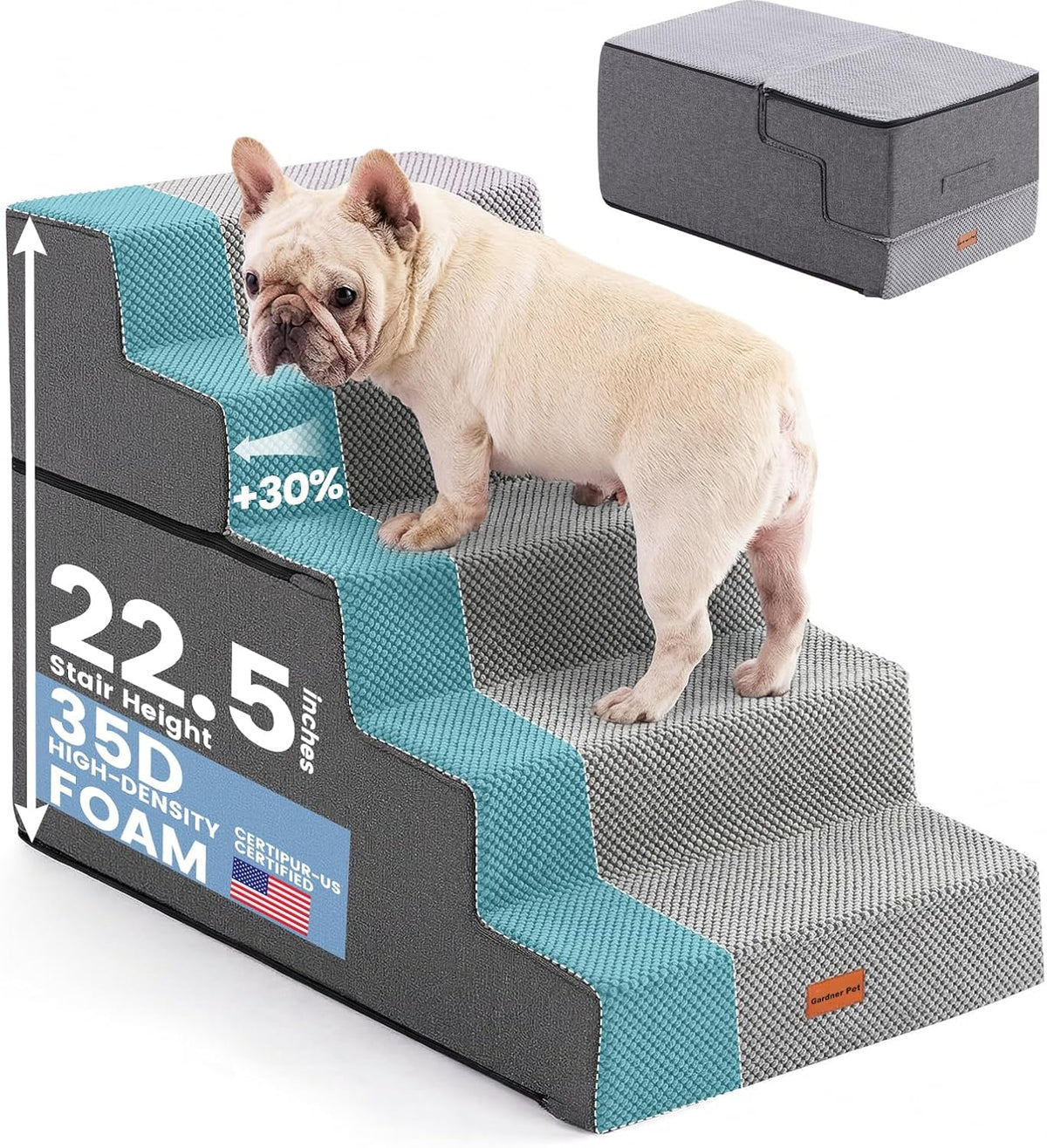Gardner Pet Dog Stairs for Small Dogs 14" H - Grey / 5.0 / 18"x29"x22.5"Extra Wide