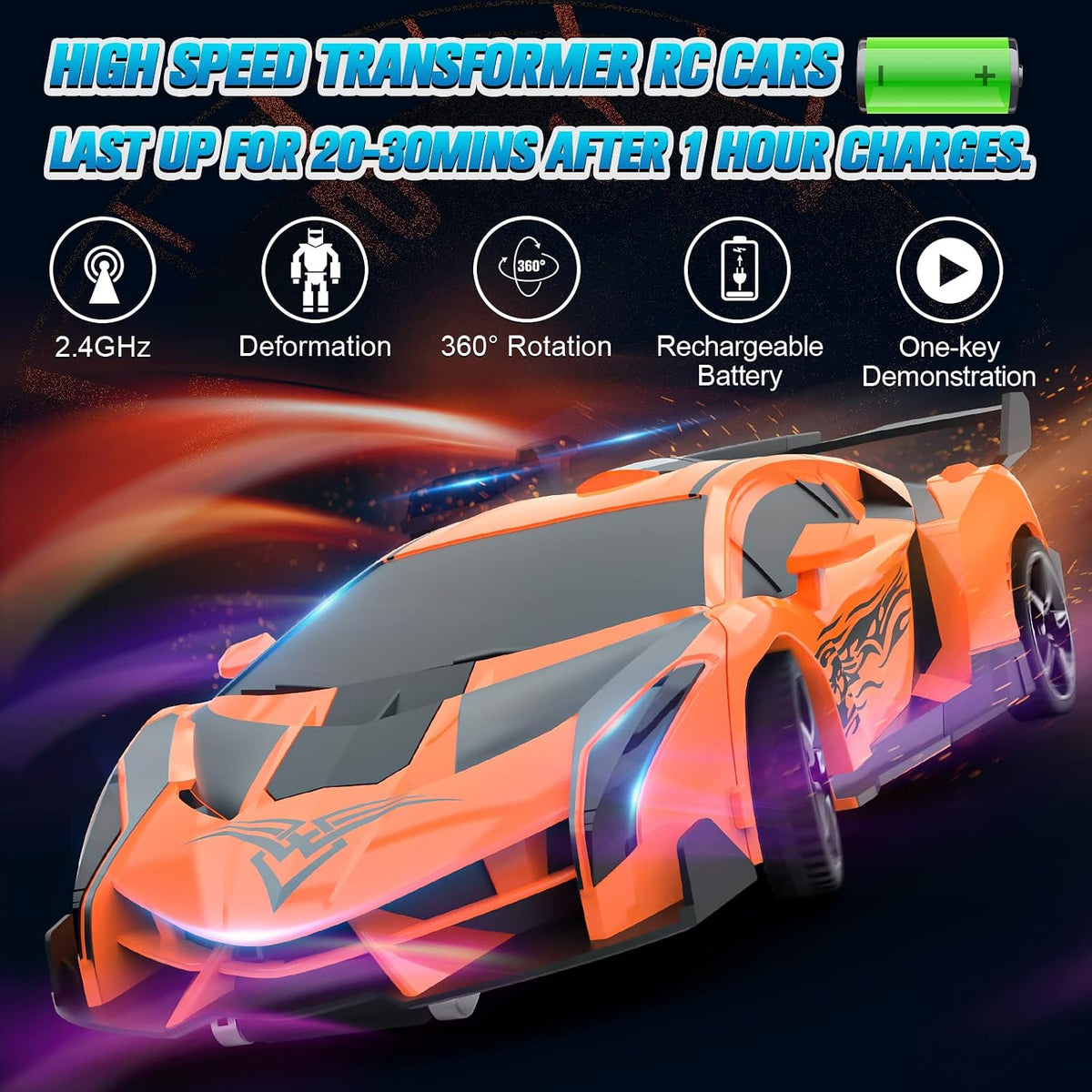 BLUEJAY Transform RC Cars for Boys 3-12 - Orange - image 3