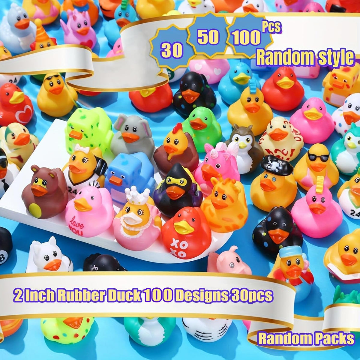 LINICE 30 Pcs Rubber Ducks, Random Assortment Ducks Bulk - 30 Pcs - image 2